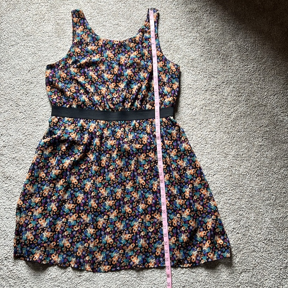 Xhilaration Sleeveless Floral Dress XL Black Orange Blue Purple Flowers Keyhole - Picture 11 of 15